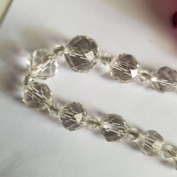 Vintage sparkly clear beads necklace choker art deco short adjustable - Picture 12 of 13